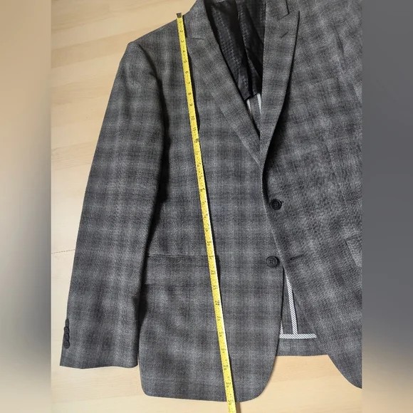 John Varvatos 42R Charcoal Checkered Plaid Blazer Sport Coat Jacket Herringbone - Picture 12 of 13